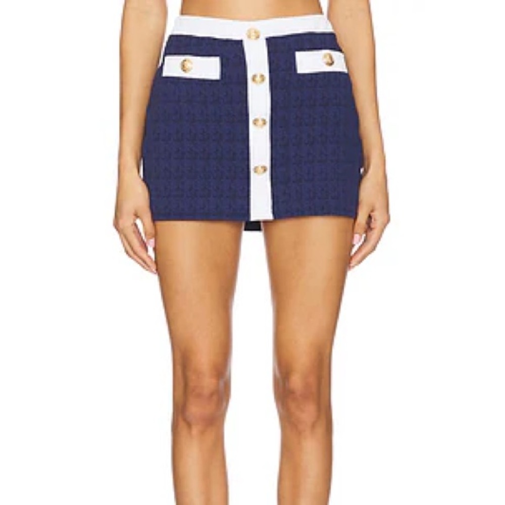 L'AGENCE Navy and White Skirt